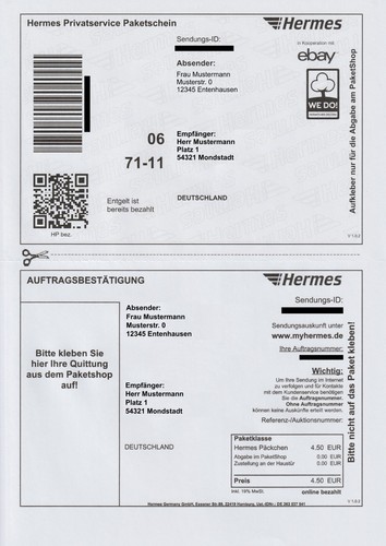 Hermes versandaufkleber online - hermes,