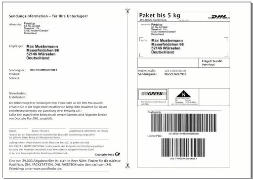 Dhl versandetiketten - dhl,