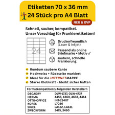 100 A4 Blatt Etiketten 70x36